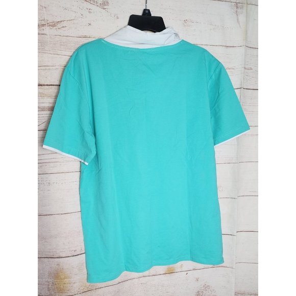 Rare Vassari Mint Green High Collar Short Sleeve Designer Button-Up Shirt - Picture 2 of 11